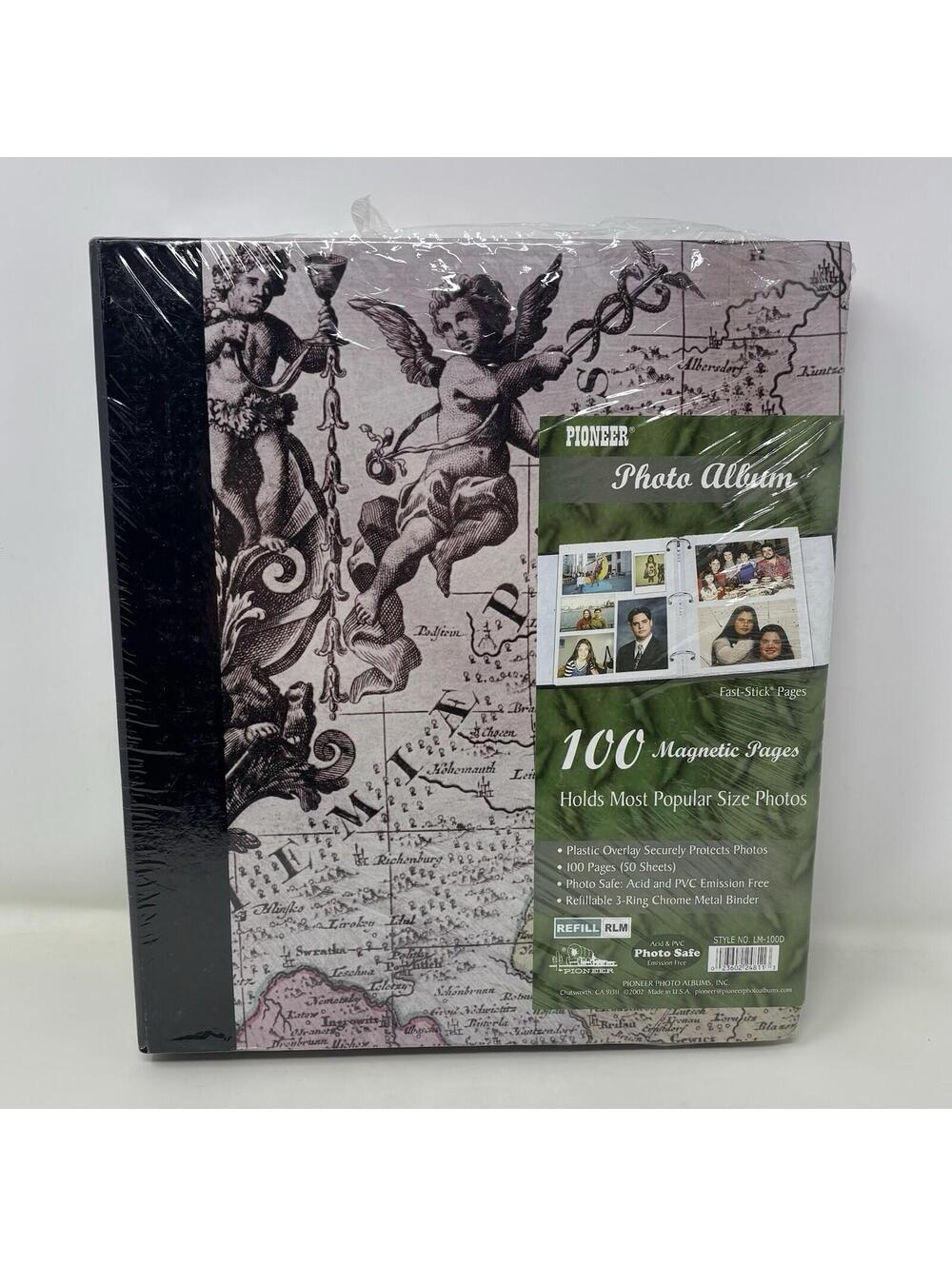 VTG Pioneer Photo Album Angels Map 100 Magnetic Pages Refillable Acid Free READ